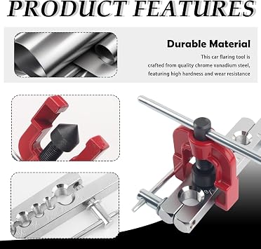 45 Single Flaring Tool HVAC,Non-Slip Copper Flaring Tool with 6 Dies 3/16 to 5/8,Practical Flarings Tools for Copper Tubing Car Tools for HVAC Plumbing & Refrigeration Project