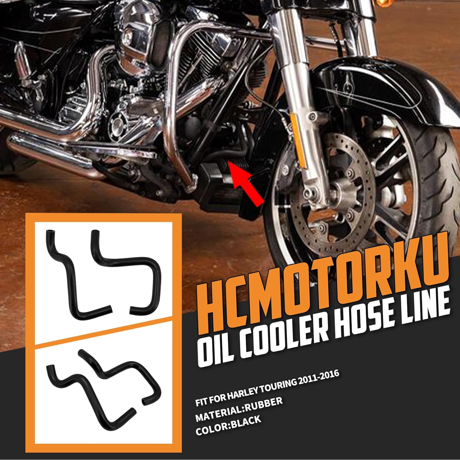 Motorcycle Oil Cooler Hose Line Fit for Harley Touring Electra Glide Ultra Street Glide Road Glide Road King Tri Glide Ultra FLHT FLHR FLHX 2011-2016