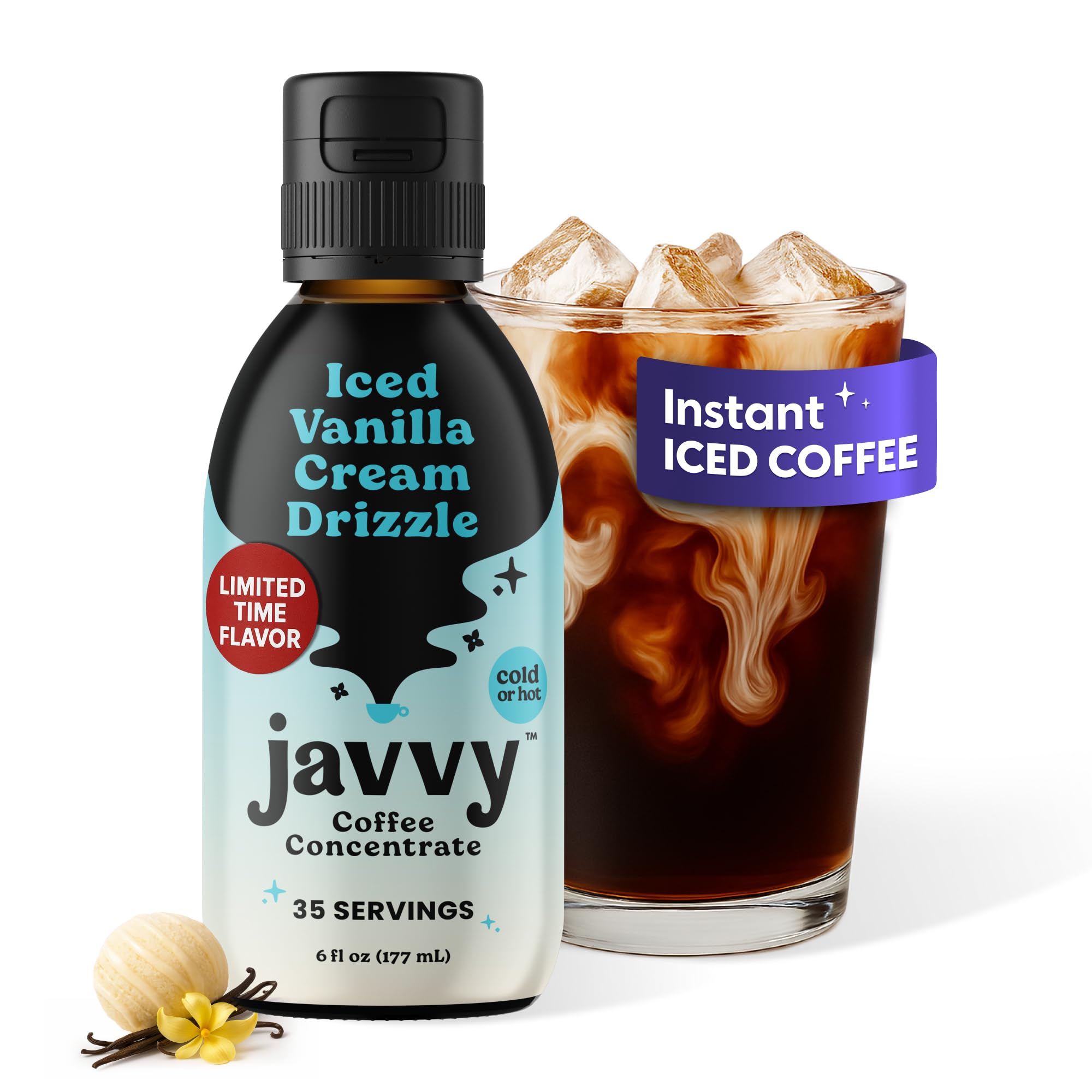 Coffee Concentrate - Limited Release Flavors - Cold Brew Coffee, Perfect for Hot or Iced Instant Coffees, Hot Drinks, Cold Brew Concentrate, 35 Servings - Iced Vanilla Cream Drizzle