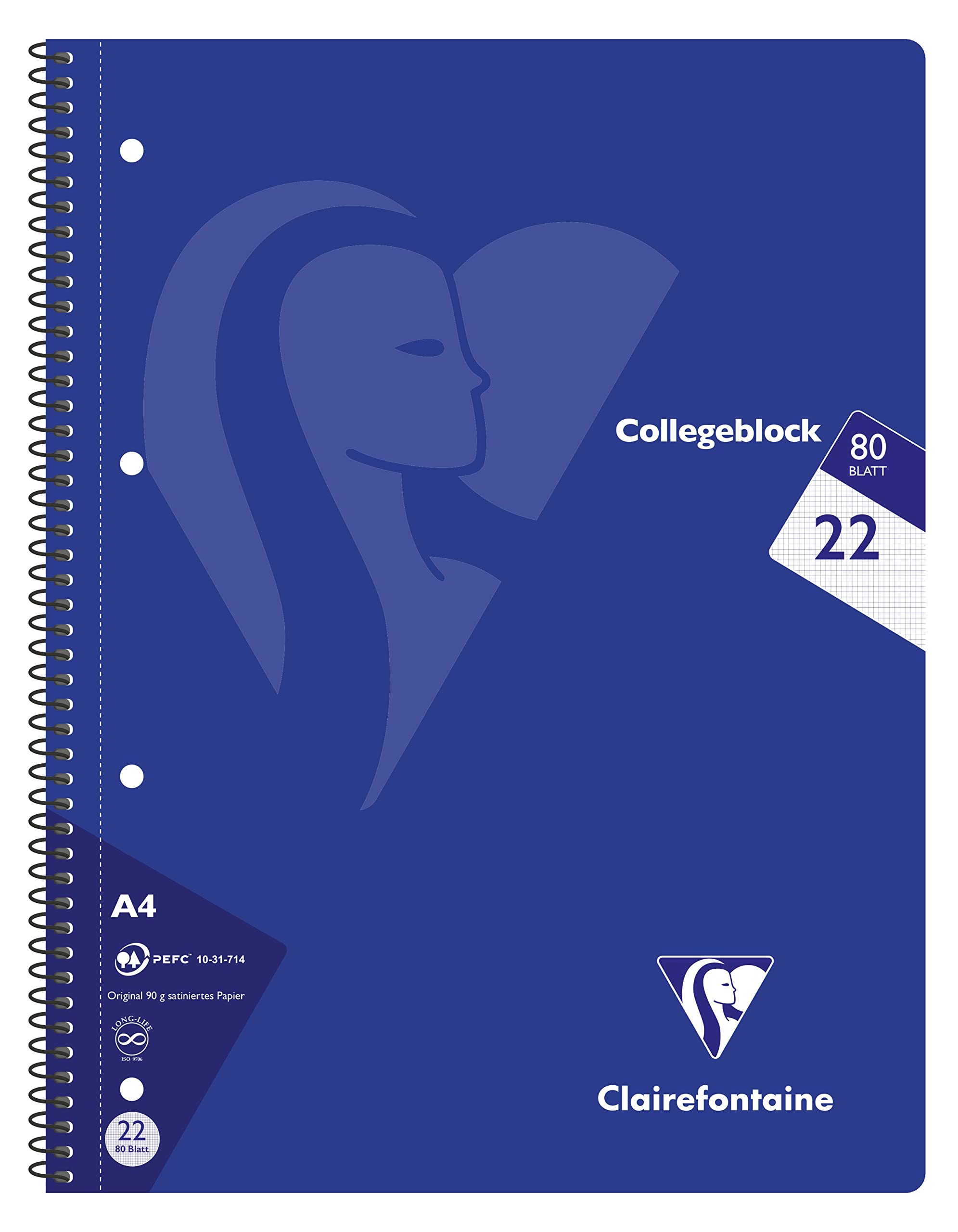 Clairefontaine 307252C, One Pack of 5 School Notebooks, DIN, Dimensions: A4 21 cm x 29.7 cm, 160 Pages, 90g, Small Squares - Image 4