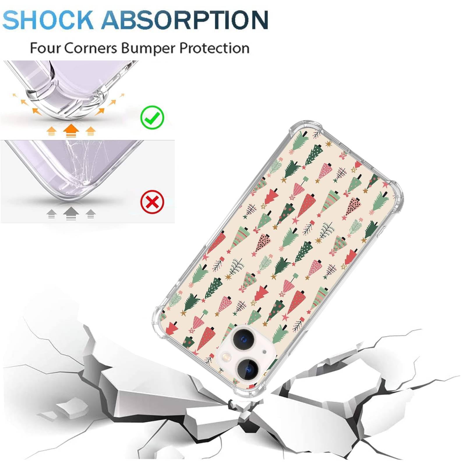Funda estética de árbol de Navidad compatible con iPhone 15, colorida funda de árbol de Navidad para iPhone 15, adecuada para niñas, mujeres y hombres, funda protectora de silicona a prueba de golpes