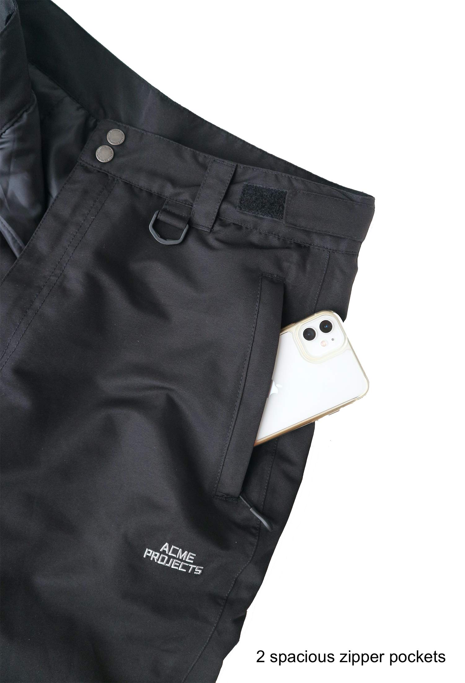 Acme Projects pantalones con aislamiento de nieve, 100% impermeable, transpirable, sujetado con cinta adhesiva de la costura, 10.000 mm / 3000gm