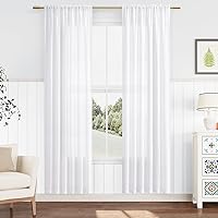 Vista 11 de Guken - Cortinas de lino negro de 108 pulgadas de largo para sala de estar, dormitorio, juego de 2 paneles, bolsillo para barra, cortinas