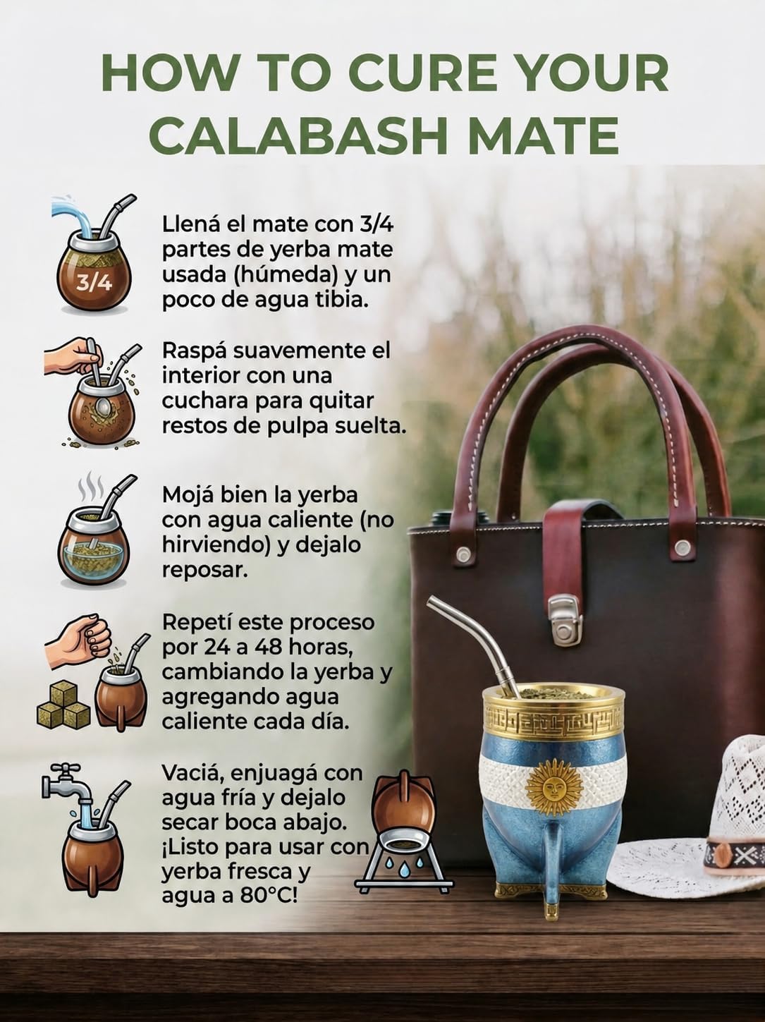 Imperial Mate Calabaza Gourd - Premium Handcrafted Yerba Cup, Bronze Accents, Alpaca Base, Argentian Edition with premium packing and straw