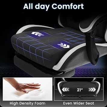 N-GEN GAMING Video Gaming Chair Office Computer Desk Use Ergonomic Reclining Backrest Adjustable Armrests Lumbar Support Footrest High Density Foam Breathable Fabric Heavy Duty Base (Black)