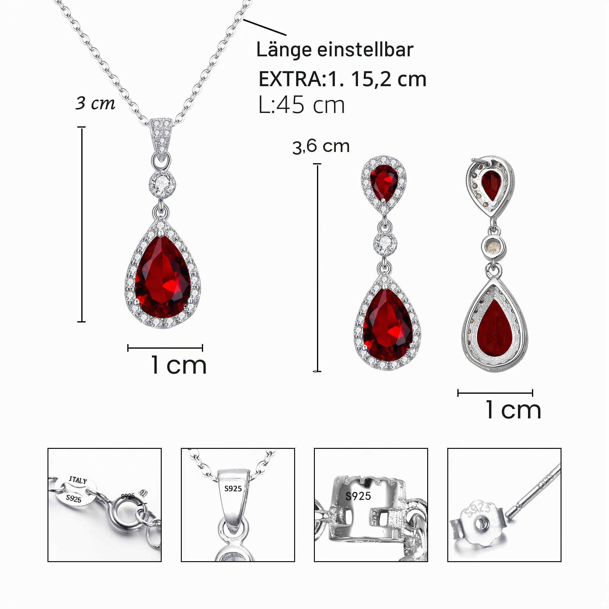 Cubic Zirconia Schmuckset Damen 925 Sterling Silber Hochzeit Braut mit Unendlichkeit Tropfen Anhänger Halskette Dangle Ohrringe Schmuck Set