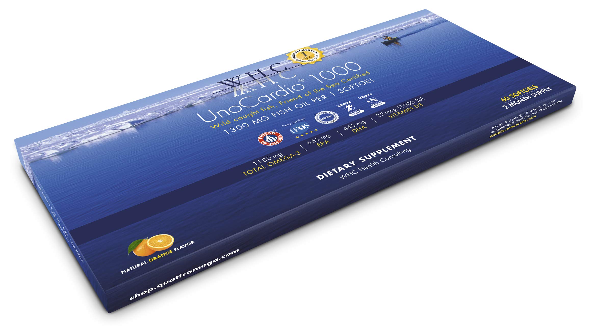 WHC UnoCardio 1000 (60 Softgels) 1300 mg of Pure Triglyceride Fish