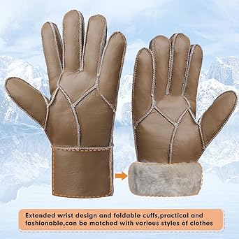 Lamsleer Wanten Outdoor MGGMOKAY Herenwanten Voor De Leren,Winter Lamsleer Wanten Outdoor MGGMOKAY Herenwanten Voor De Leren,Winter