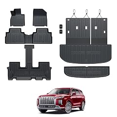 GALVAGNIATE Floor Mats for 2020-2024 2025 Hyundai Palisade 7-seat 8-seat Trunk Mat with Backrest Mat All Weather TPE