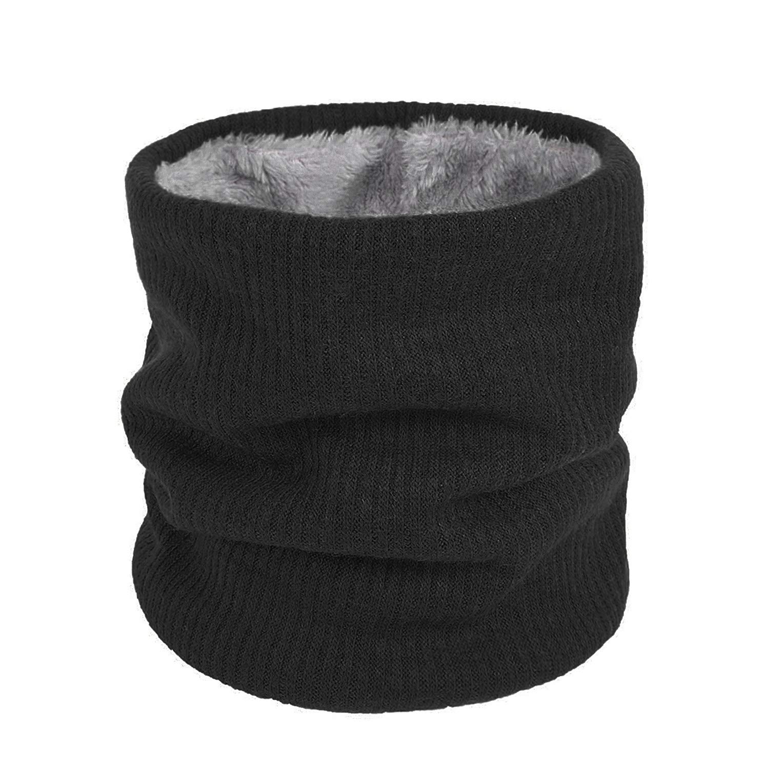 QKURT Scaldacollo invernale, sciarpa scaldacollo foderata in pile lavorato a maglia termica unisex per camminare all'aperto sciare all'aperto
