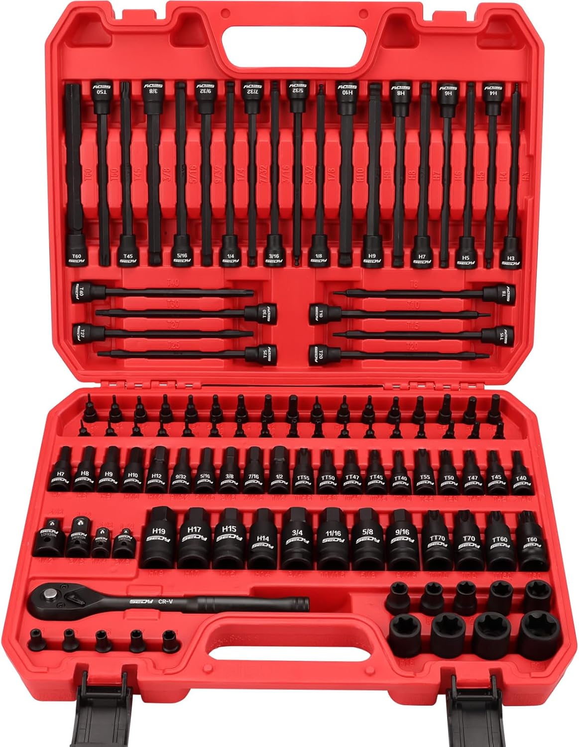 SEDY 14-Piece E-TORX Socket Set - Premium Female Torx Socket Set, Ultimate Torque Star Sockets, External Torx Sockets, E4 E5 E6 E7 E8 E10 E11 E12 E14 E16 E18 E20 E22 E24