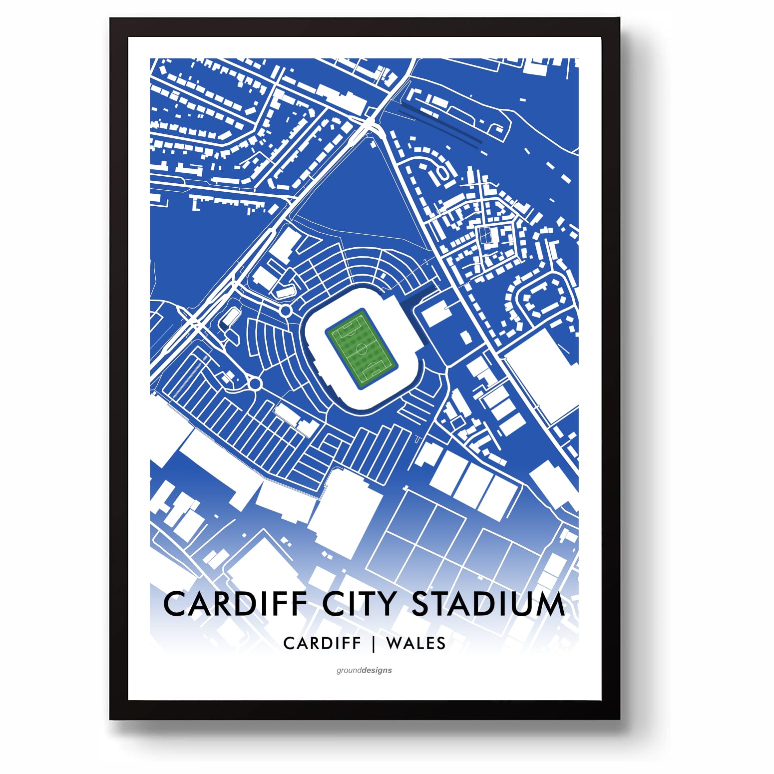 GroundDesigns CARDIFF CITY STADIUM Football Gift Art Map Unframed A3 Print