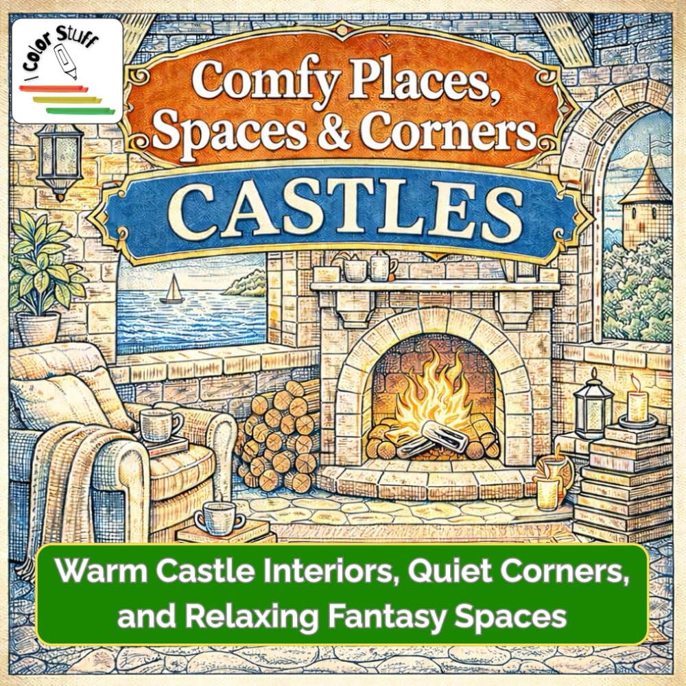 I Color Stuff: Comfy Places, Spaces and Corners. Castles: A Cozy Coloring Book of Peaceful Castle Rooms, Hidden Nooks, and Warm Fantasy Retreats (I Color Stuff: Coloring Books for Kids & Adults)