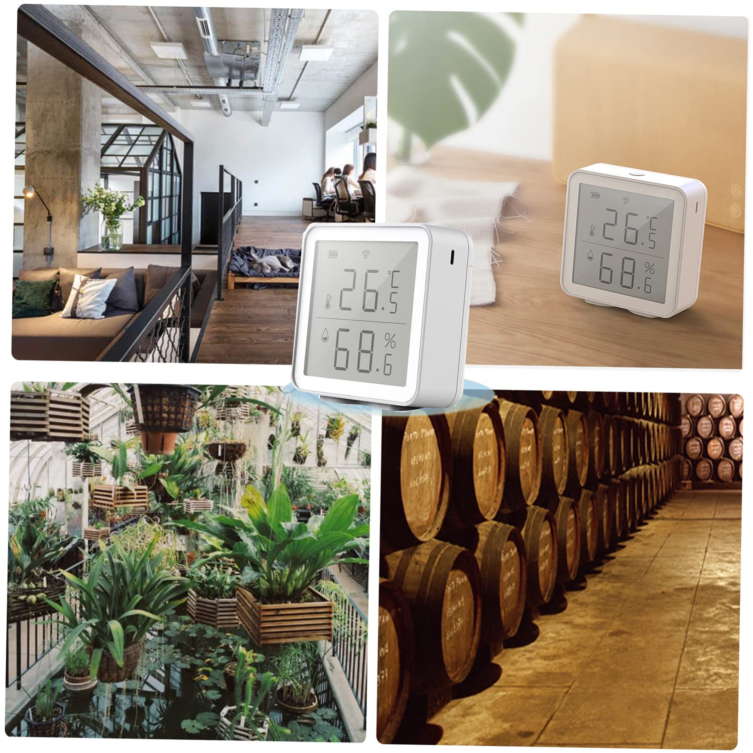 Kavolet WiFi sensore di temperatura wireless, termometro igrometro interno, compatibile con l'app Tuya e con archiviazione dati e funzioni di allarme