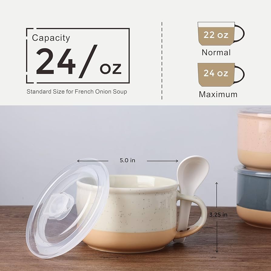 Amazon.com | GBHOME Ceramic Soup Mugs with Handles and Lids