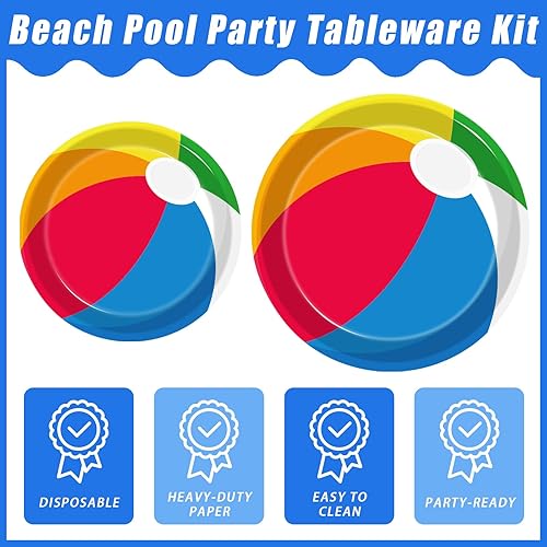 Miniatura 3 de 96 piezas de platos de papel desechables para fiestas de verano en la piscina y la playa, servilletas, suministros de decoración para fiestas de