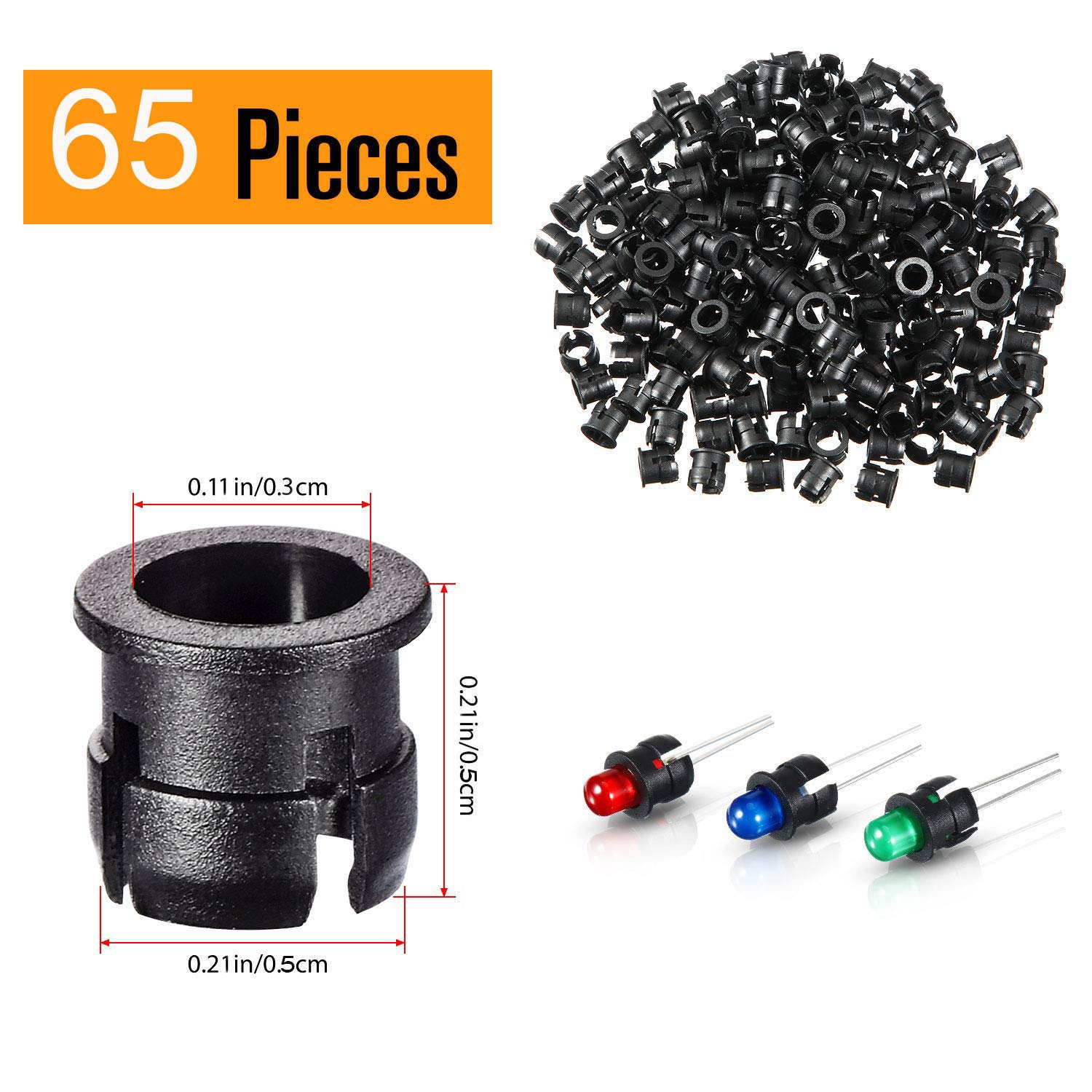 65 LEDs Vertes 3mm 12V + 65 Supports RUNCCI-YUN - Pré-câblées - Pour DIY, Voiture, Décoration