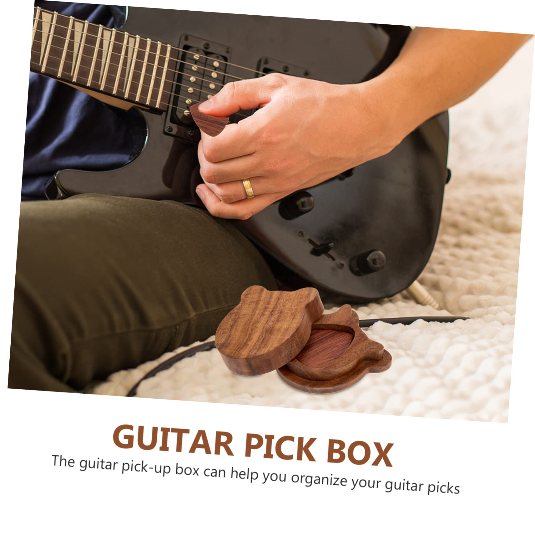 5sätze Holz-Gitarren-Picks Mit Aufbewahrungsbox Praktisches Set Mit Plektren Leicht Und Tragbar Für Folk-Gitarre Einfach Zu Verstauen Transportieren