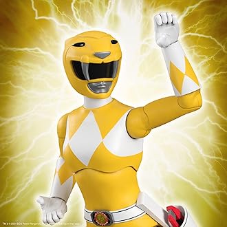 Super7 ULTIMATES! Mighty Morphin Power Rangers Yellow Ranger - 7" Power Rangers Action Figure with Accessories Classic TV Show Collectibles and Retro Toys