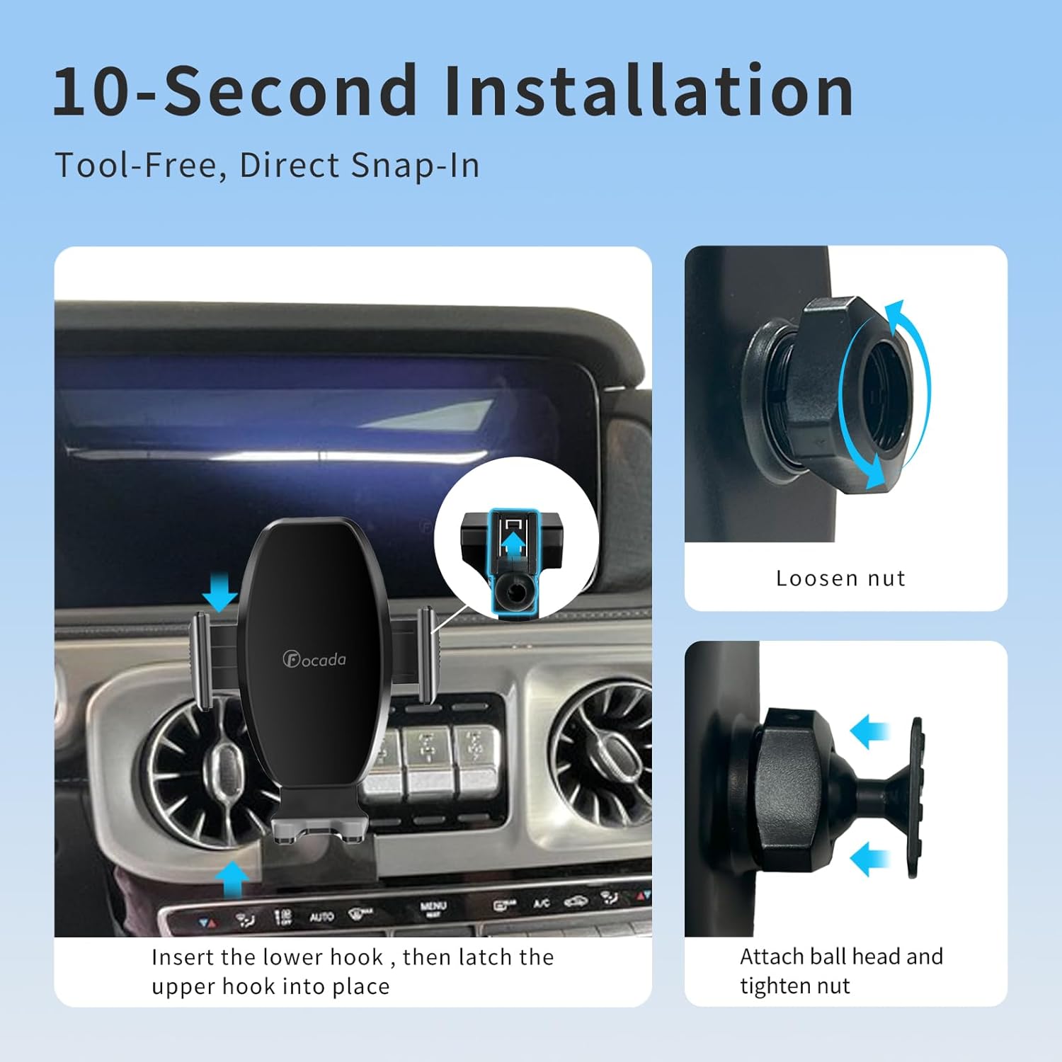 Car Phone Mount for Mercedes-Benz G-Class G Wagon 2019–2024, Vehicle-Specific Phone Holder, Stable Clip Design with 360° Rotation, Hands-Free Cell Phone Mount, Interior Accessories