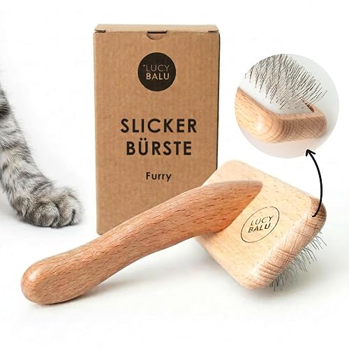 LucyBalu® FURRY - Cepillo para aflojar con mango de madera de haya