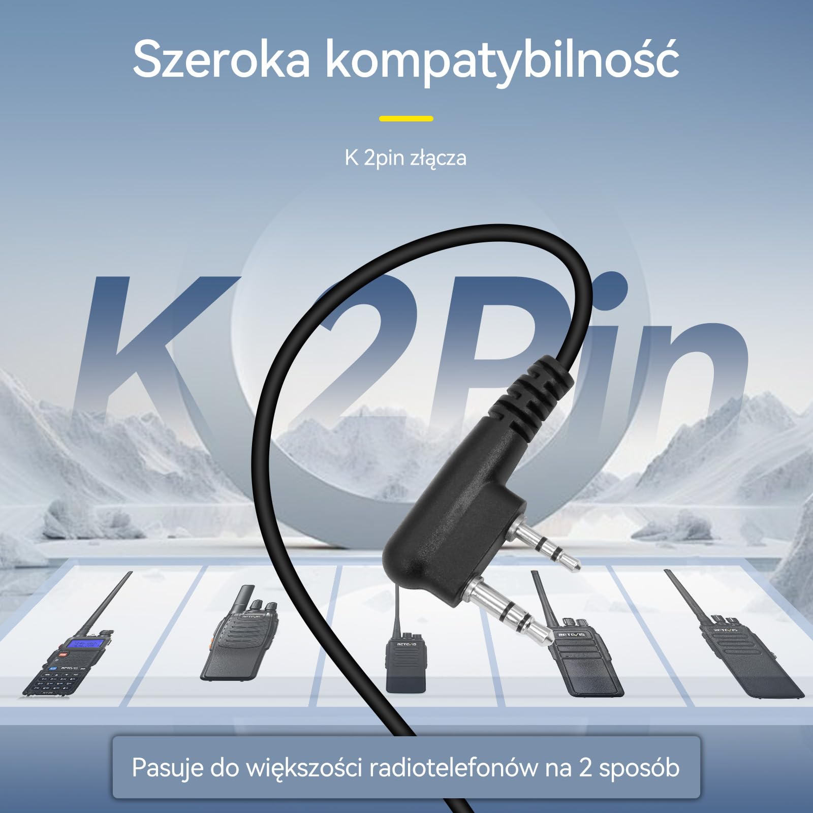 Retevis AI Aktywna redukcja hałasu Walkie Talkie Słuchawka, Radiowy Zestaw Słuchawkowy, Zestaw Słuchawkowy z Ukrytą Rurką Akustyczną Kompatybilny z Radiem Retevis RT24 RT27 RT618
