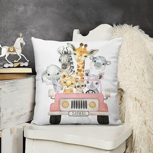 Miniatura 5 de HawSkgFub Funda de almohada decorativa para bebé, niño y niña, con diseño de animales de safari, funda de cojín de cebra, elefante de selva,