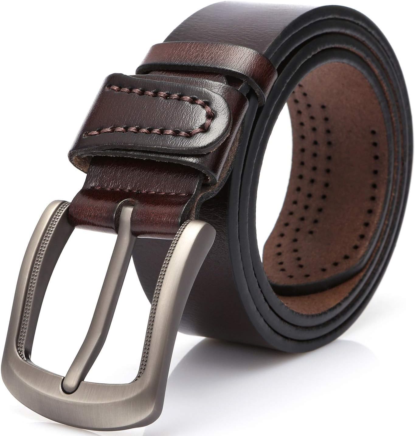 Leather Belts for Men, Soft Men’s Belts with Anti-scratch Buckle for Casual Jeans Dress Pants