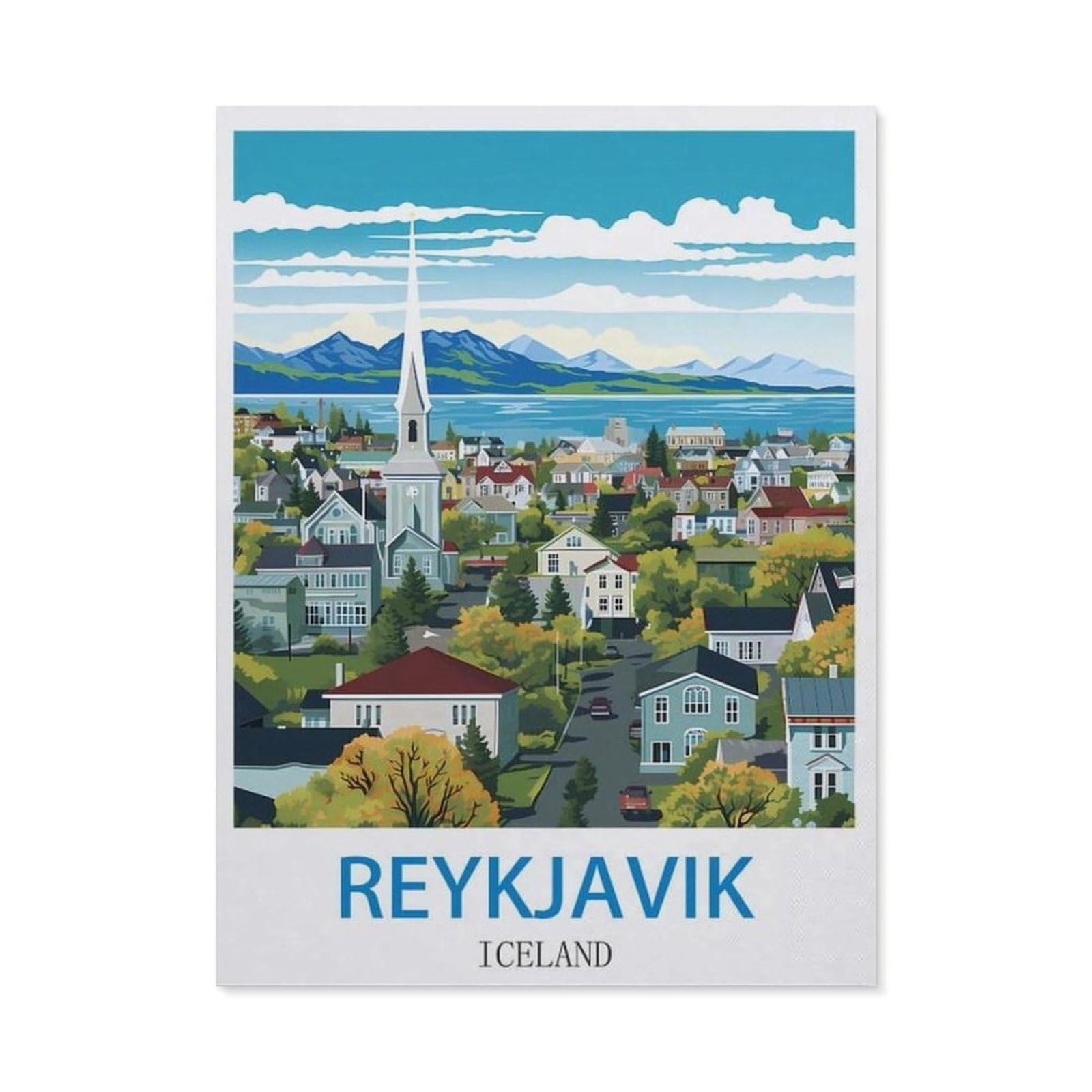 BEAYODKP Reykjavik Iceland，5D DIY Diamond Painting Full Round Drill Diamond Embroidery Cross Stitch Rhinestone Mosaic Paintings Art（30 x 40 cm/11.81 x 15.74 inches）-CK56