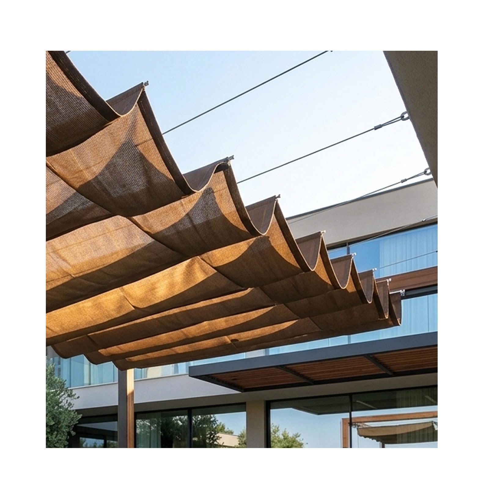 Auvent ondulé rétractable maille HDPE pare-soleil terrasse 18m