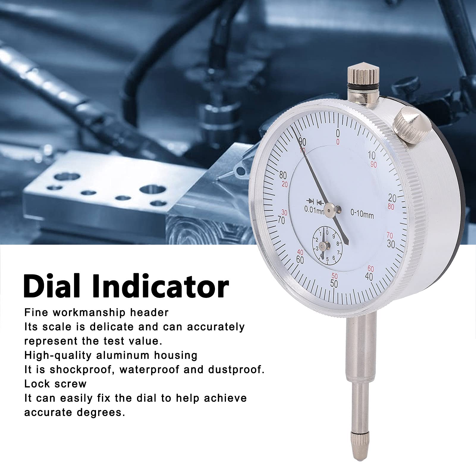 ANKROYU 0?10mm Dial Indicator, Aluminum Case Pointer Mechanical, High Accuracy Inner diameter Depth Indicator Gauge for Measure The Size, Shape