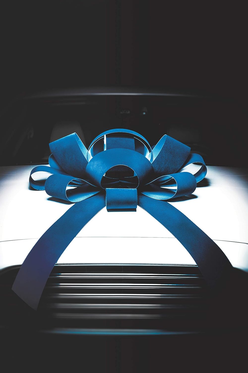 CarBowz Big Blue Velvet Car Bow, Giant 30" Bow, Non Scratch Magnet, Weather Resistant Vinyl