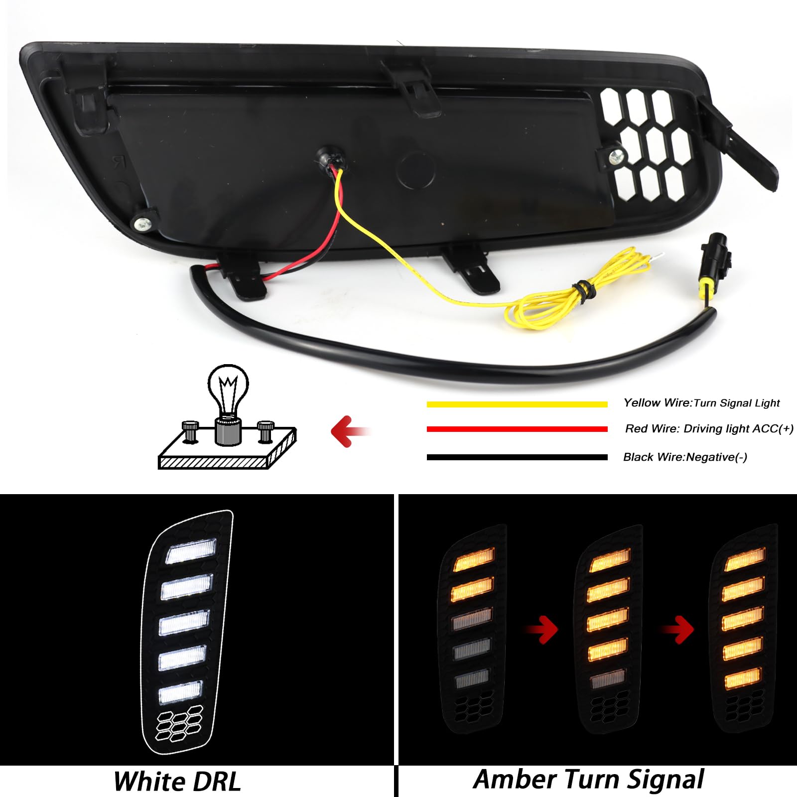 BINQIGOO Front Bumper Fog Lights LED Compatible with Mazda CX-50 2023-2024 DRL Turn Signal Lamps Accessories