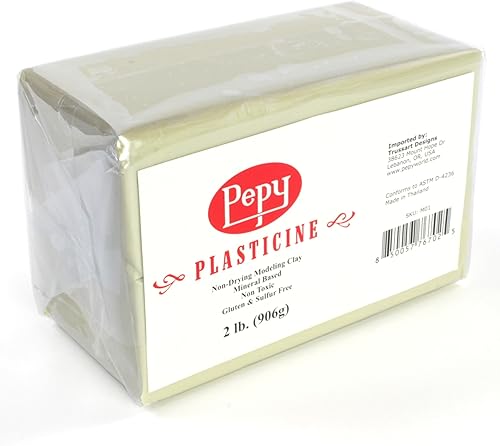 Pepy Arcilla de plastilina a base de aceite reutilizable y no seca, crema, 2 libras, sin azufre y no tóxica, ideal para niños, principiantes y
