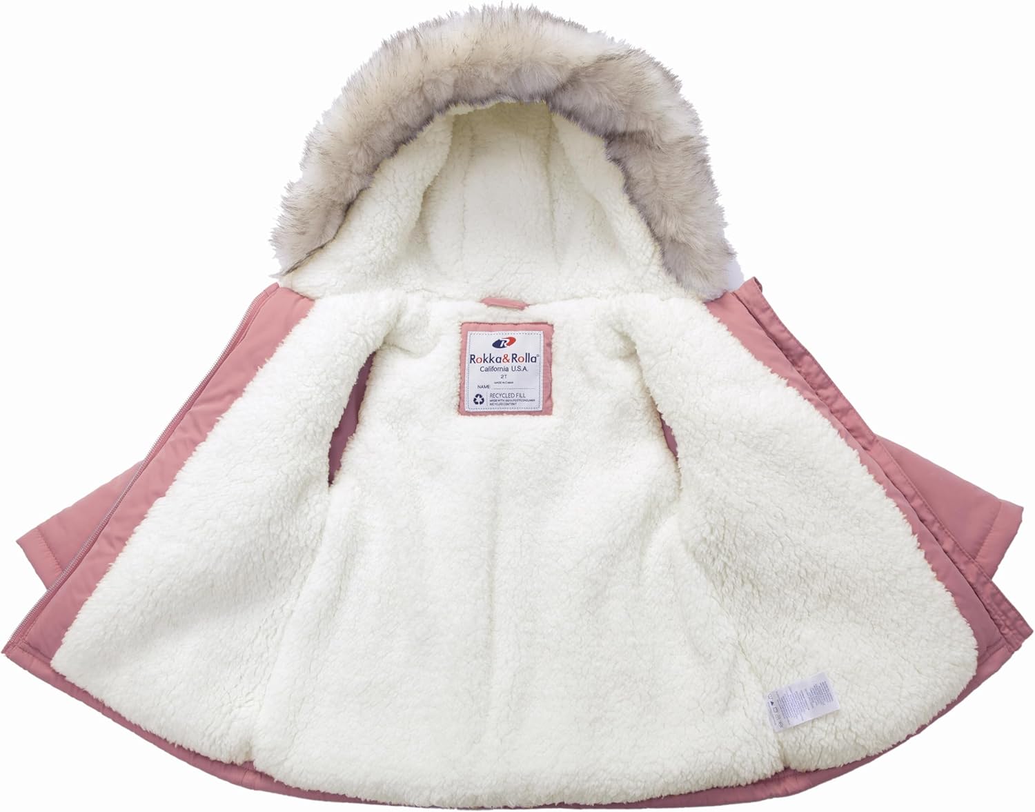 Rokka&Rolla Baby Toddler Girls' Water-Resistant Puffer Jacket Sherpa Fleece Lined Parka Coat (6-24M, 2T-4T) - Image 4