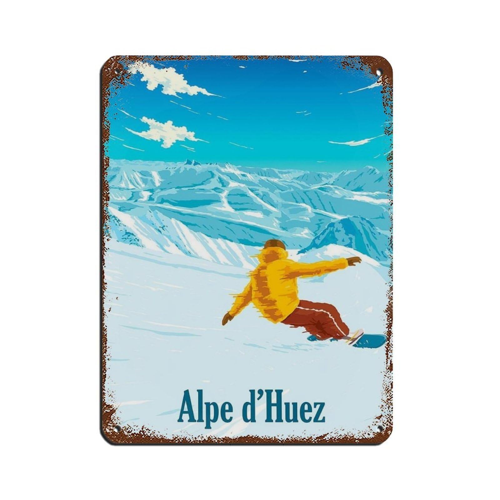 Alpe D'Huez affiche métal snowboard déco murale rétro 30x40