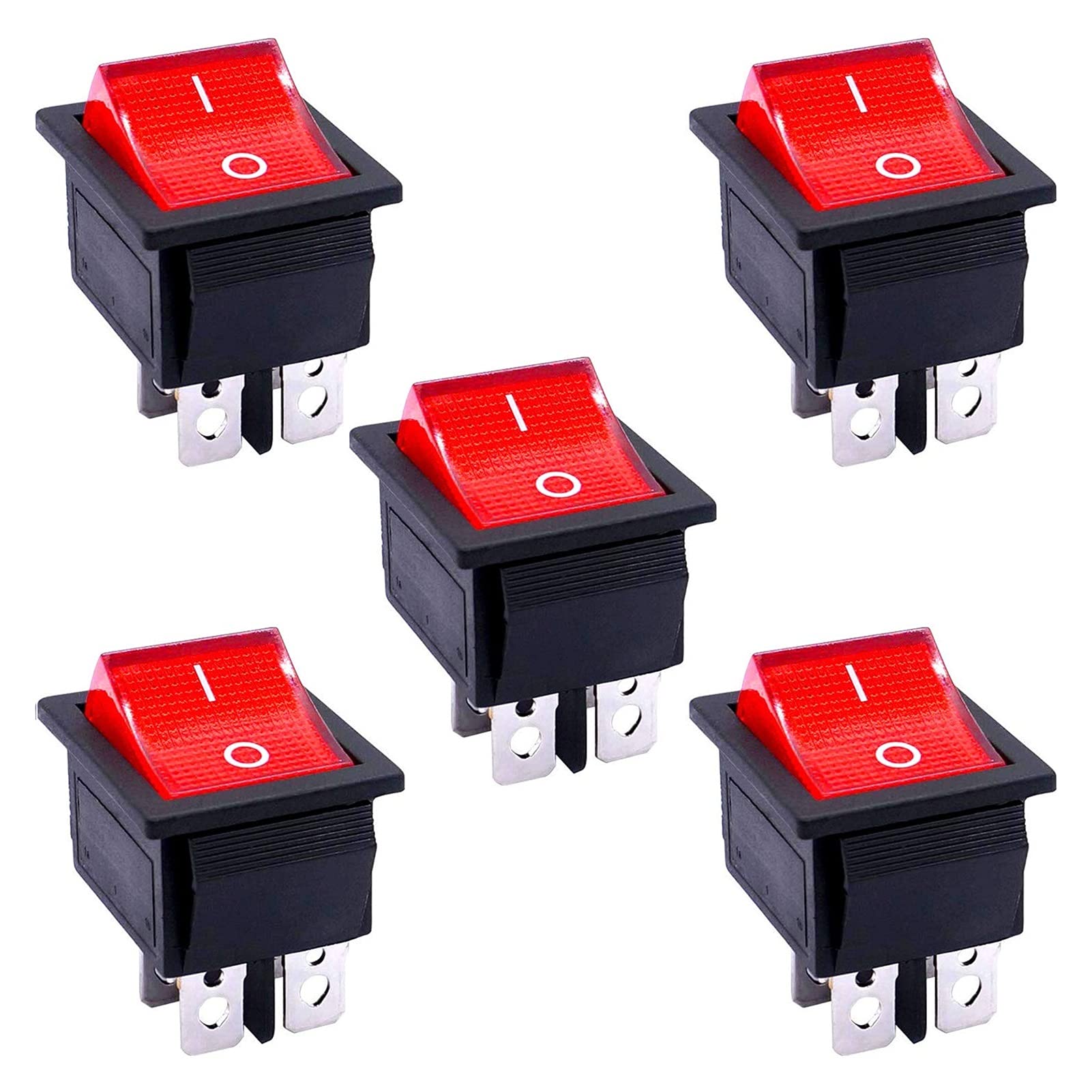 Interrupteur à bascule bipolaire 4 broches avec voyant rouge AC 250V 16A pour bateau