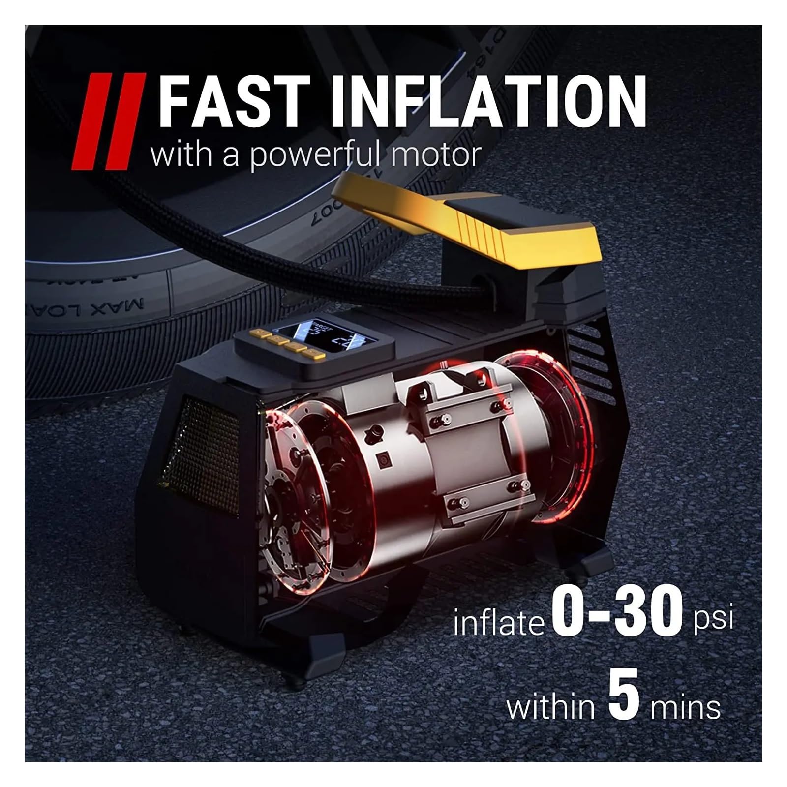 Inflator Do Opon Samochodowych Sprężarka Powietrza Dual Powe AC/DC 12V Przenośna Elektryczna Pompa Samochodu Motocykl Rowerowych Natychmiastowa Inflacja