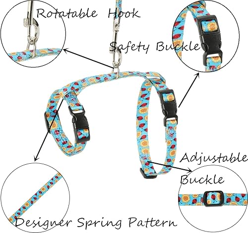 Miniatura 2 de Juego de arnés y correa para gatos para caminar, arnés ajustable azul para gatitos