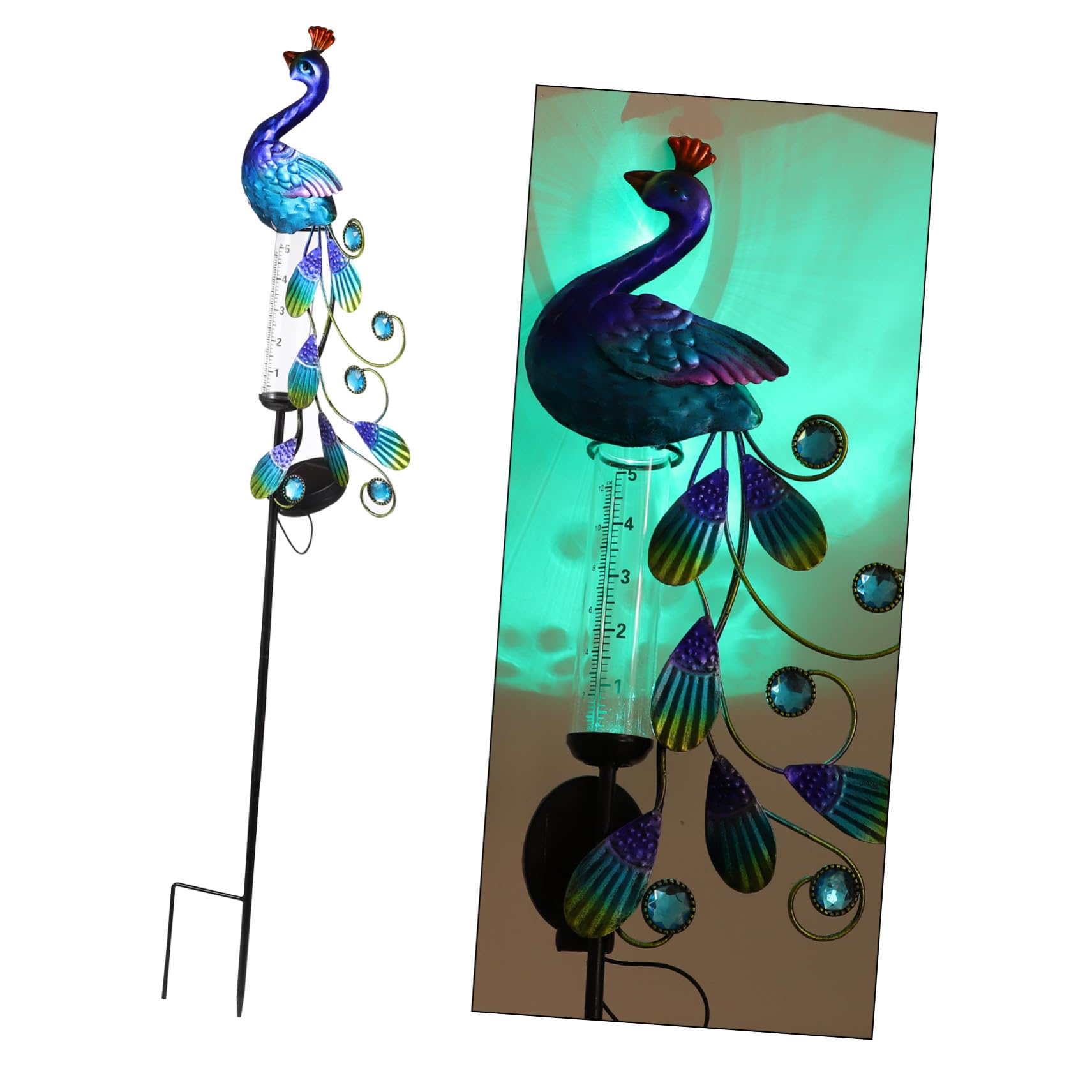 Gatuida Lumière Décorative de Jardin Solaire Paon en Fer, 1 Pièce