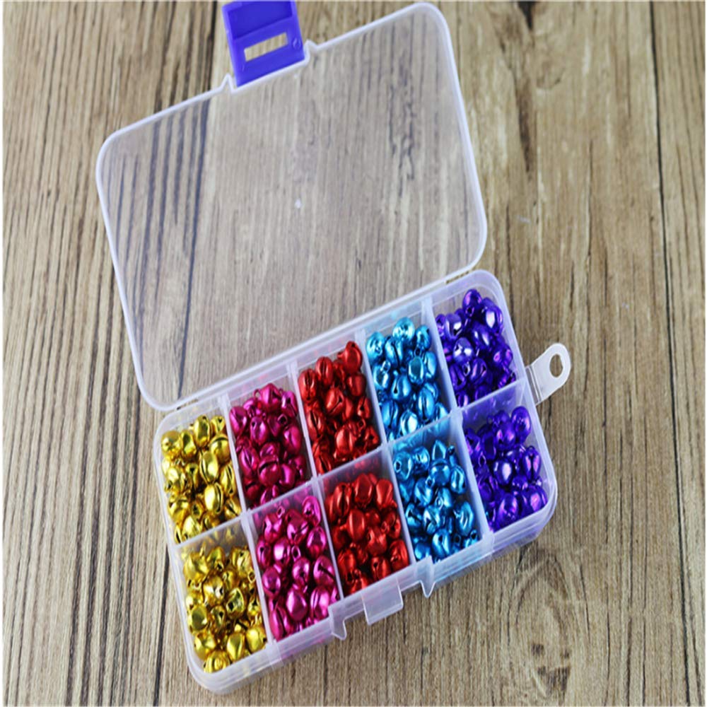 Cascabeles Pequeños Coloridos con Caja de Almacenamiento 300 Piezas para Manualidades Navidad