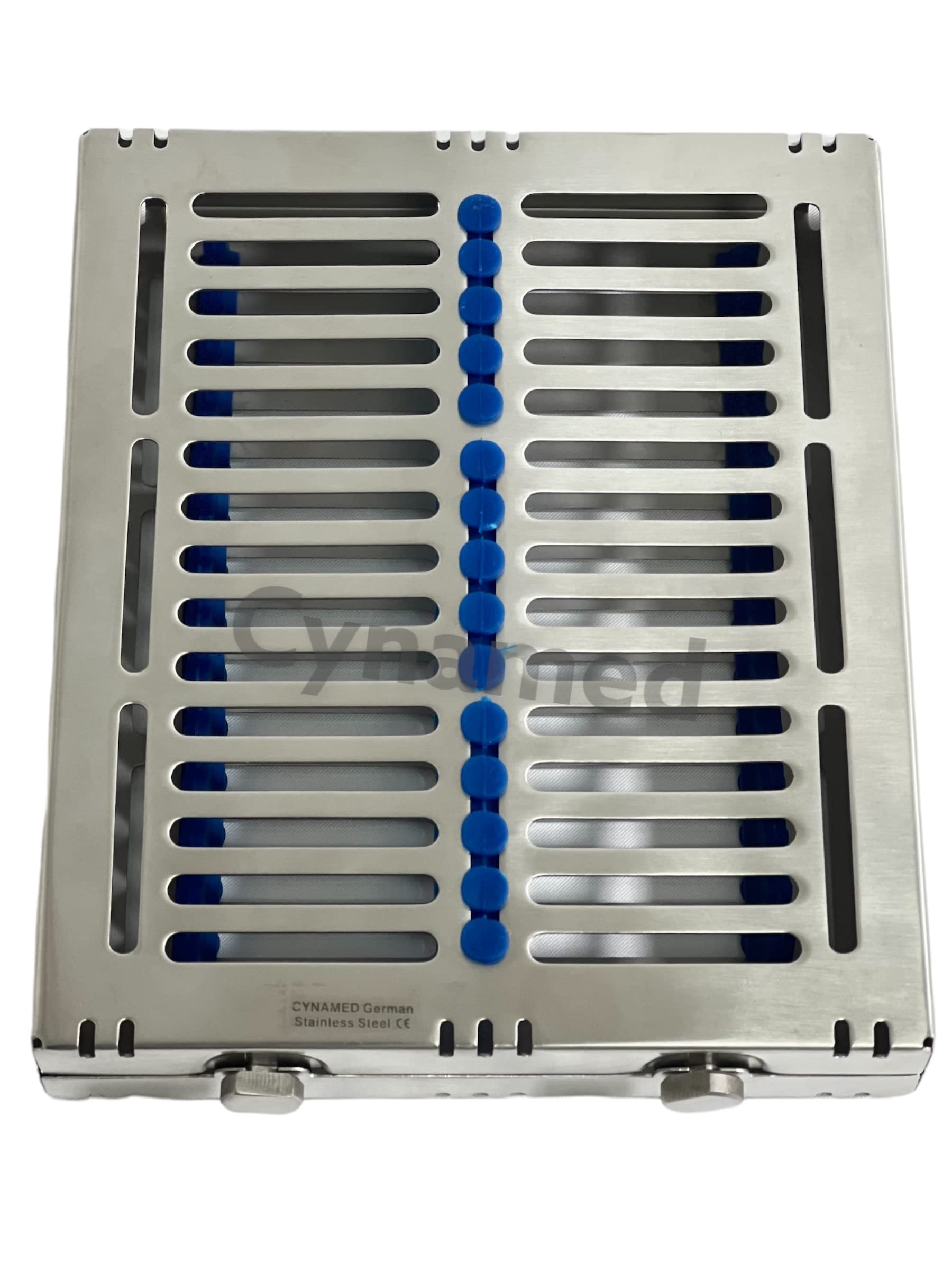 NEW GERMAN DENTAL AUTOCLAVE STERILIZATION CASSETTES RACK BOX for 15 INSTRUMENTS BLUE CYNAMED