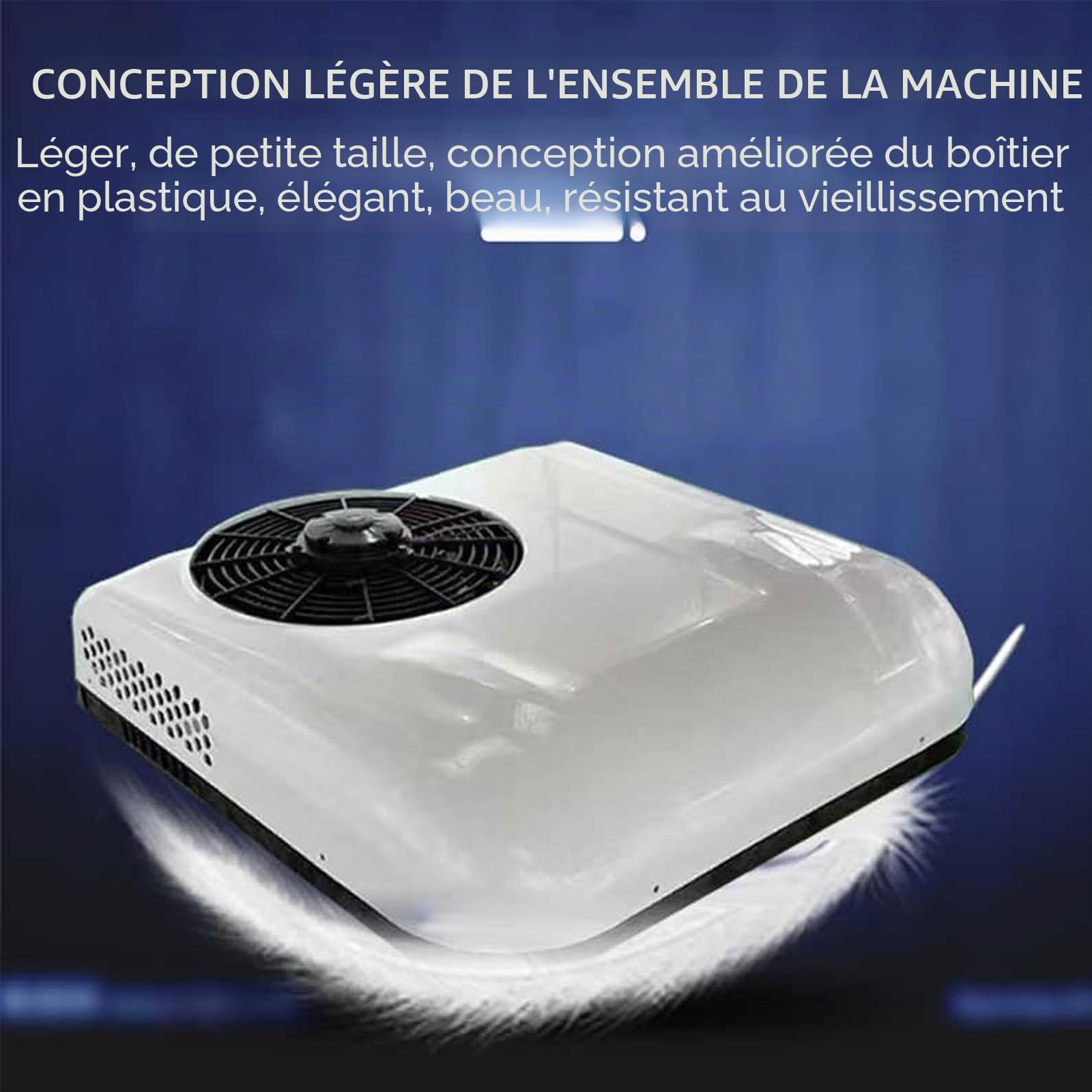 Climatisation 12V/24V pour Caravane, Camping-Car, Toit DC, Climatiseur de Toit électrique pour Voiture, Climatiseur électrique pour Camping-Car, Léger et Portable,12V-White