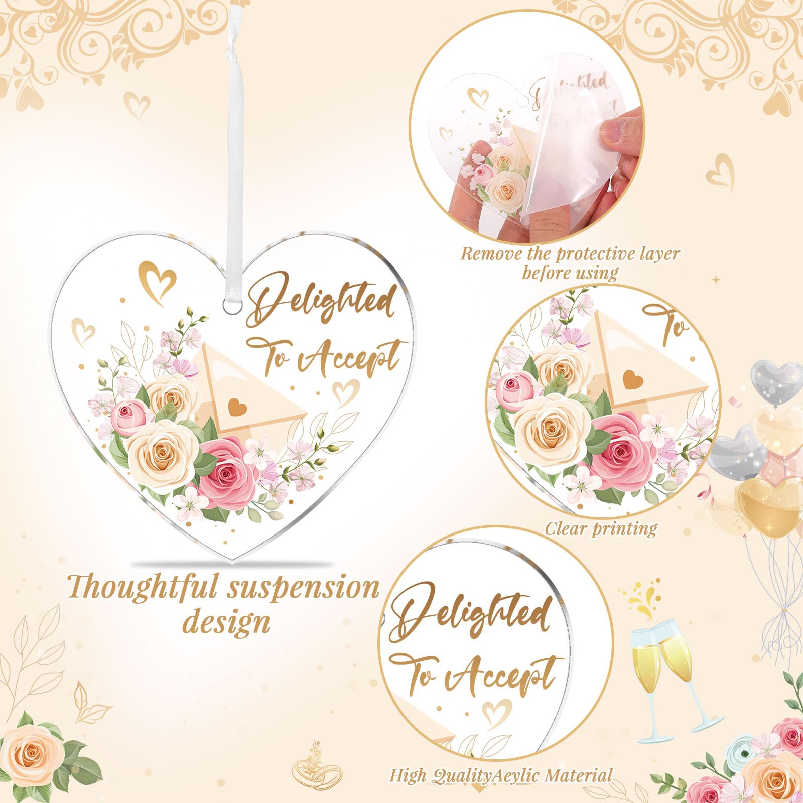 HOWAF Wedding Acceptance Card, Delighted To Accept Wedding Card, RSVP Cards Wedding Acceptance - Image 4