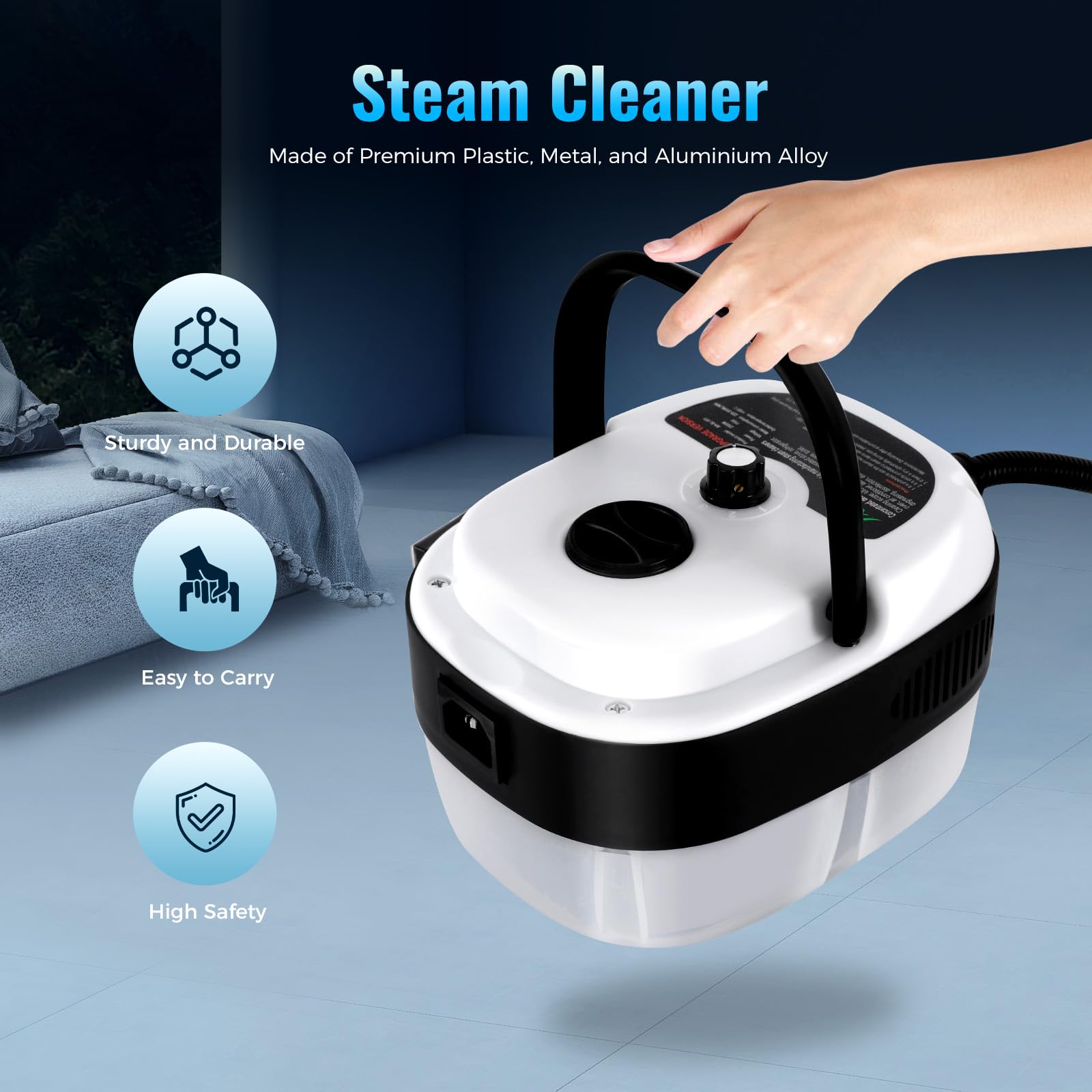 EurHomePlus High Heat Steam Cleaner, High Temperature Hand Steamer High Pressure Steam Cleaning Machine, Portable Steam Cleaner Washer for Home and Car (2500W 110V White)