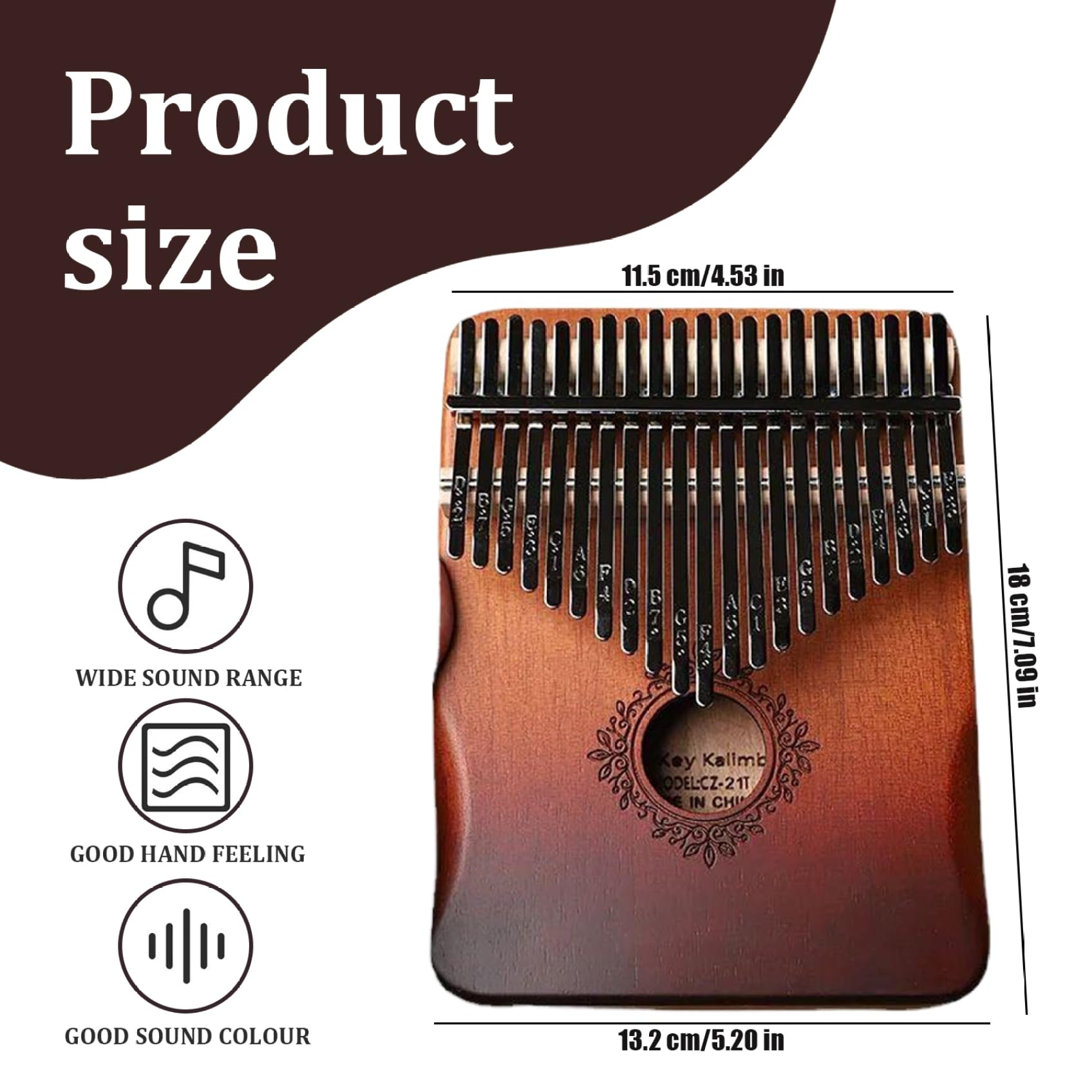 Kalimba - Kalimba, pianoforte a 21 tasti, in legno, accordato, portatile, per bambini, adulti, principianti, dita dei fiori