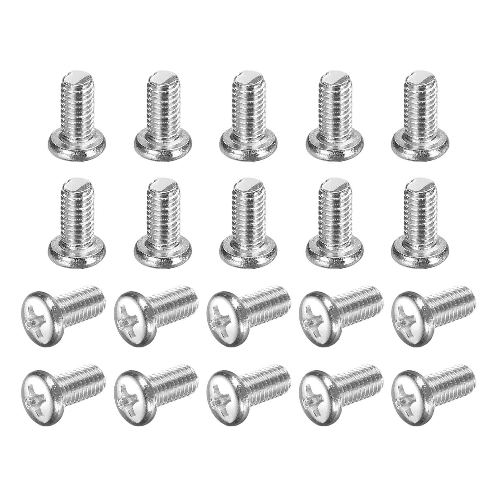 sourcing map 100 Pcs M5x10-0.8mm Phillips Pan Head Machine Screws, Carbon Steel Full Thread