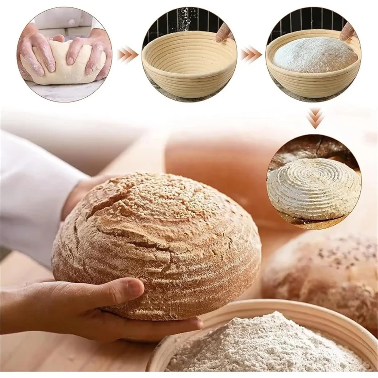 Cestas Fermentación Cesta for Prueba de Pan, cestas for Pasta de Masa fermentada, Kit for Hornear, Suministros for Hacer Pan, Herramientas for Hornear Pan