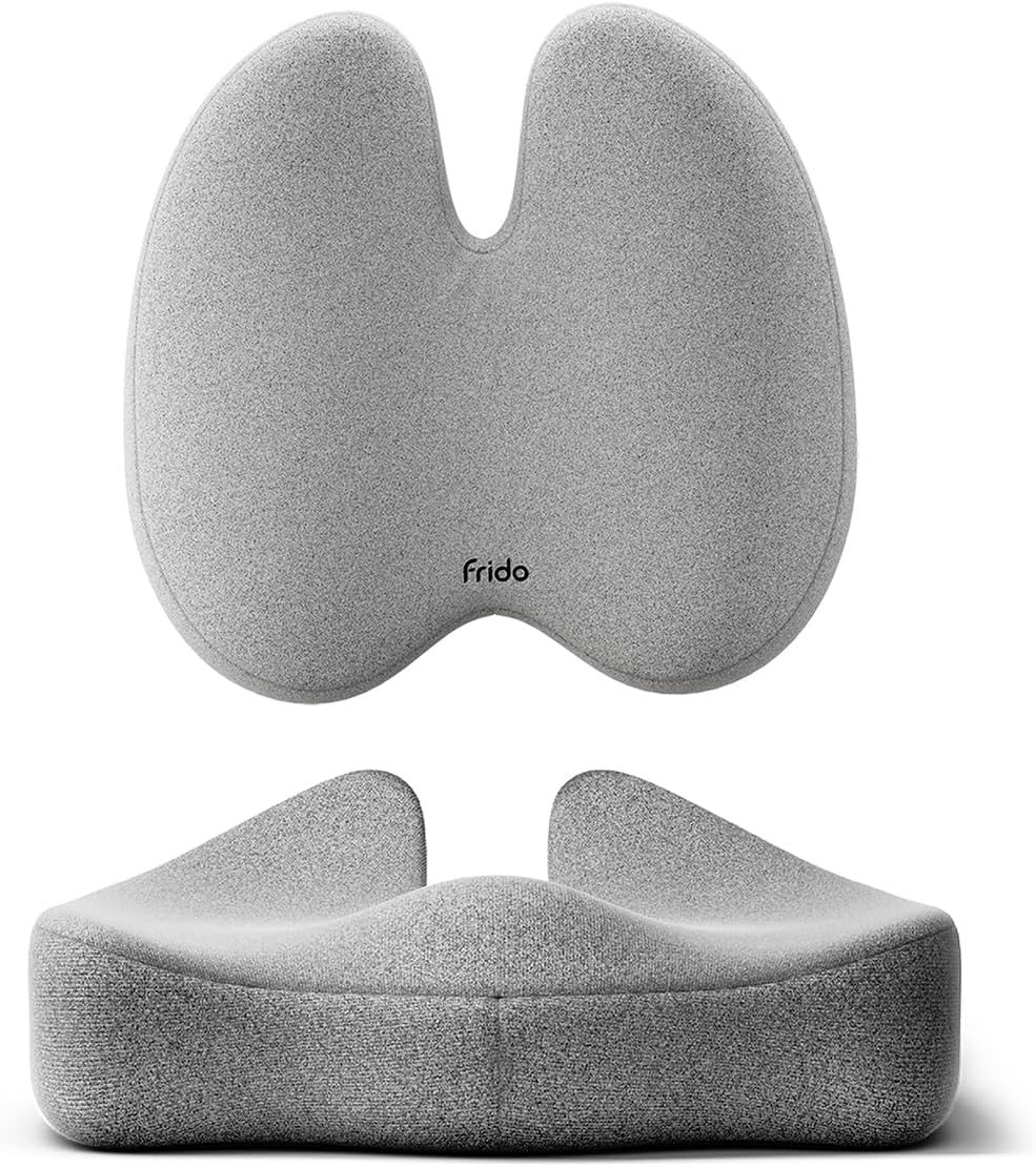 - Ultimate Pro Seat Cushion & Posture Corrector Backrest Cushion Combo | Relieves Back | Coccyx Pain | Hi-Per Foam Tech for Orthopedic Support | for Long Sitting Hours on Office/Home Chair | Grey