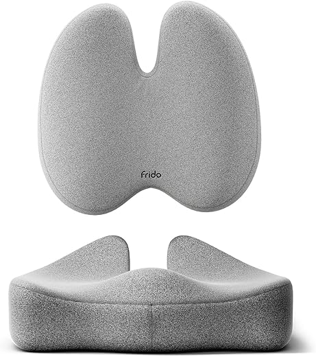 Frido Ultimate Pro Seat Cushion & Posture Corrector Backrest Cushion Combo | Relieves Back | Coccyx Pain | Hi-Per Foam Tech for Orthopedic Support…